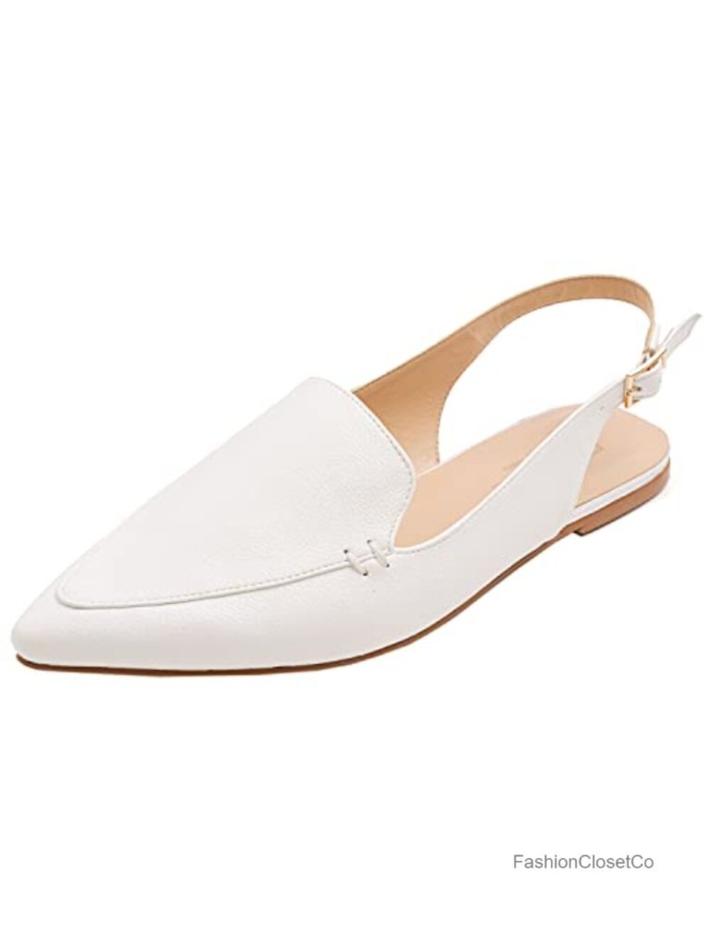 Pointed Toe Slingback Flat Mules Buckle Strap Slip On Summer Shoes for Women